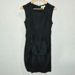 Moulinette Soeurs Black Silk Cotton Pleated Ruffle Sheath Dress Womens 4